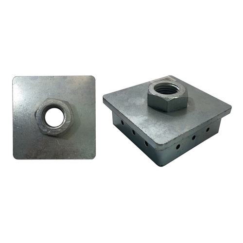 1 x  EZY-FIX ADJUSTABLE STUMP PLATE Certifications Nut M24 75mm x 75mm - Hot Dipped Galvanised 