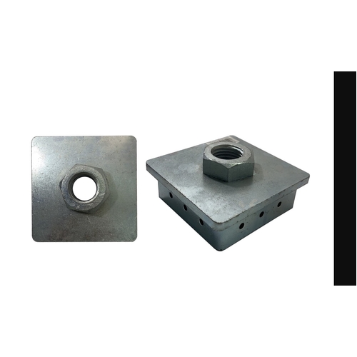 1x EZY-FIX ADJUSTABLE STUMP PLATE Certifications Nut M24 90mm x 90mm - Hot Dipped Galvanised 
