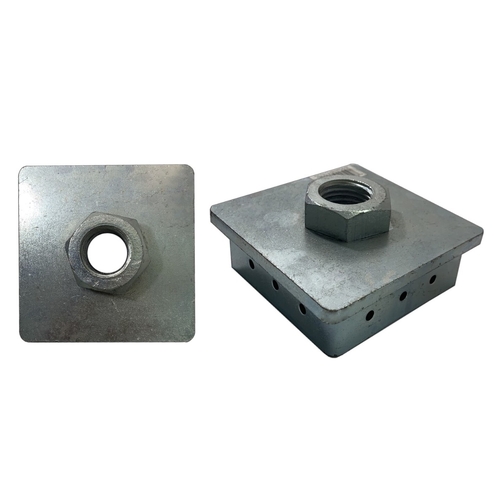 1x EZY-FIX ADJUSTABLE STUMP PLATE Certifications Nut M30 75mm x 75mm ASP30x75EF - HOT Dipped Galvanized 