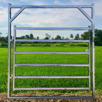 CATTLE GATE IN FRAME OVAL RAILS + DROP PINS (60mm x 30mm x 1.6mm) HORSE, CATTLE PORTABLE YARD ANIMAL ENCLOSURE HOBBY FARM- 2.3M (H) x 2.2M (W)
