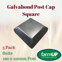 5x GALVABOND POST CAP SQUARE 100mm x 100mm Steel Fence Tube Flat Top Pool Home