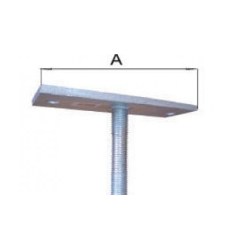 1x POST PLATE 2 HOLES THREADED ROD 24mm - Pre-Welded Beam Support Metric Bearer - Hot Dipped Galvanised