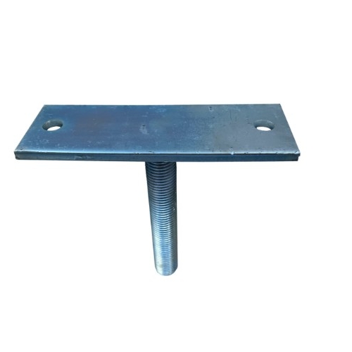 Hot Dipped  - 1x POST PLATE 2 HOLES THREADED ROD 30mm - Pre-Welded Beam Support Metric Bearer - HDG