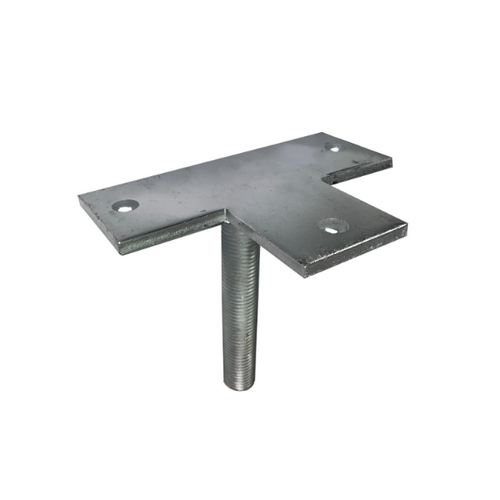 1x POST PLATE T-BEAM THREADED ROD 30mm - Pre-Welded Bearer Support 