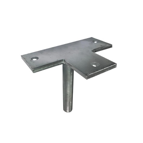 1x POST PLATE T-BEAM THREADED ROD 30mm - Pre-Welded Bearer Support - HDG