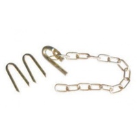 1x SPRING SECURITY STAPLE FASTENER 450mm Chain & Steel Ring - Gate Farm Hinge